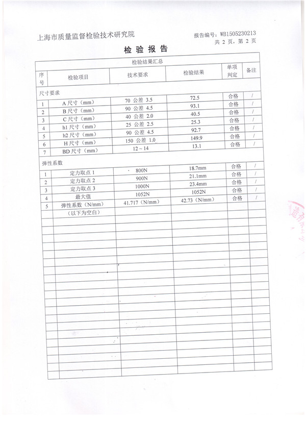 風機吊式彈簧減震器檢驗報告