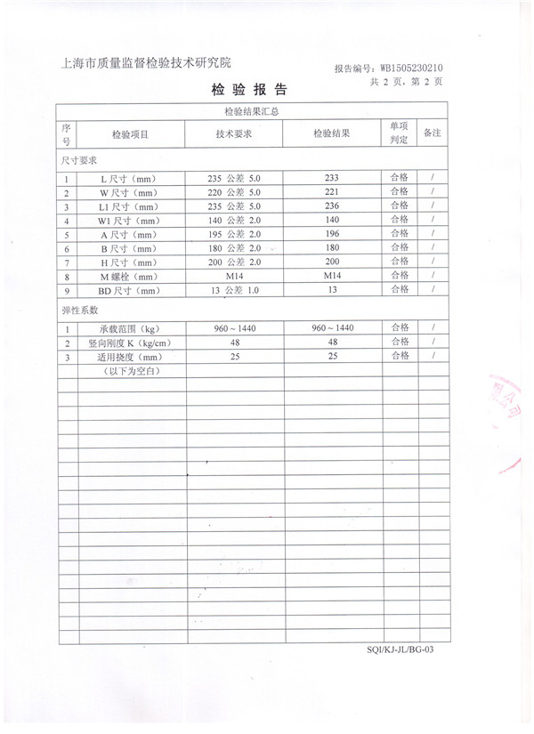 *空調主機可調彈簧減震器檢驗報告